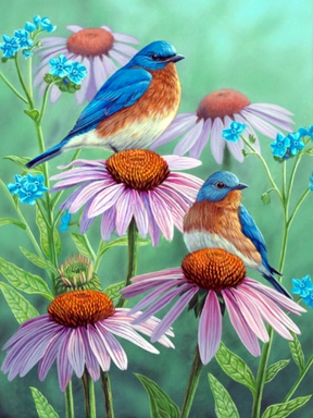 DIAMOND PAINTING - Blumen und Vögel