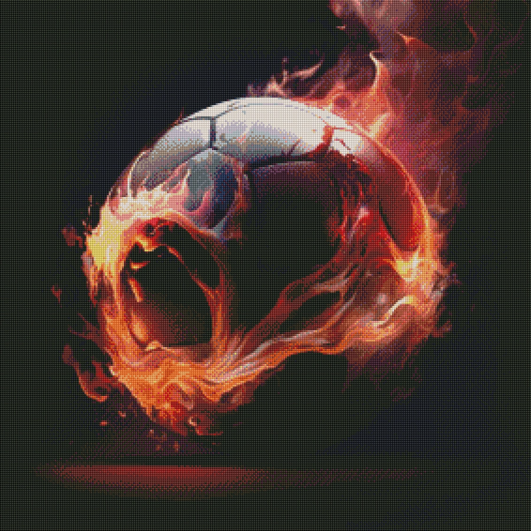 DIAMOND PAINTING -FLAMMENFUSSBALL