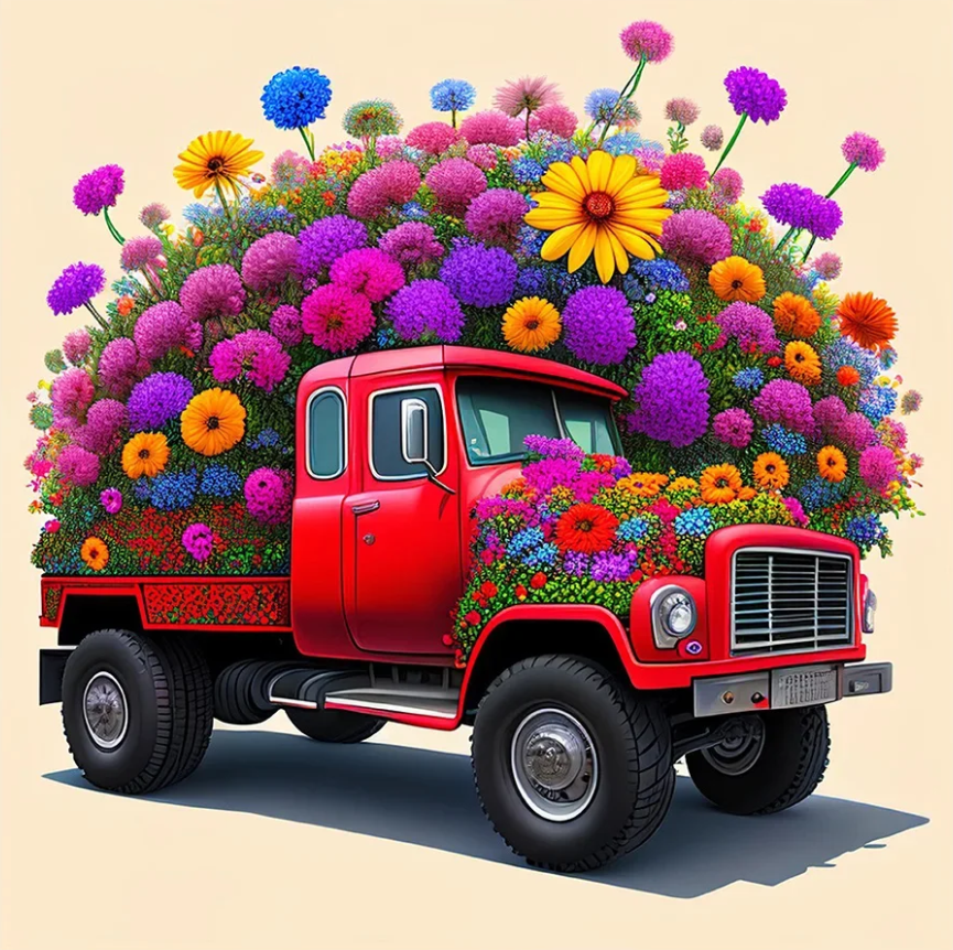 DIAMOND PAINTING -LKW VOLLER BLUMEN