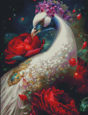 DIAMOND PAINTING - ROTER PFAU IN ROSE