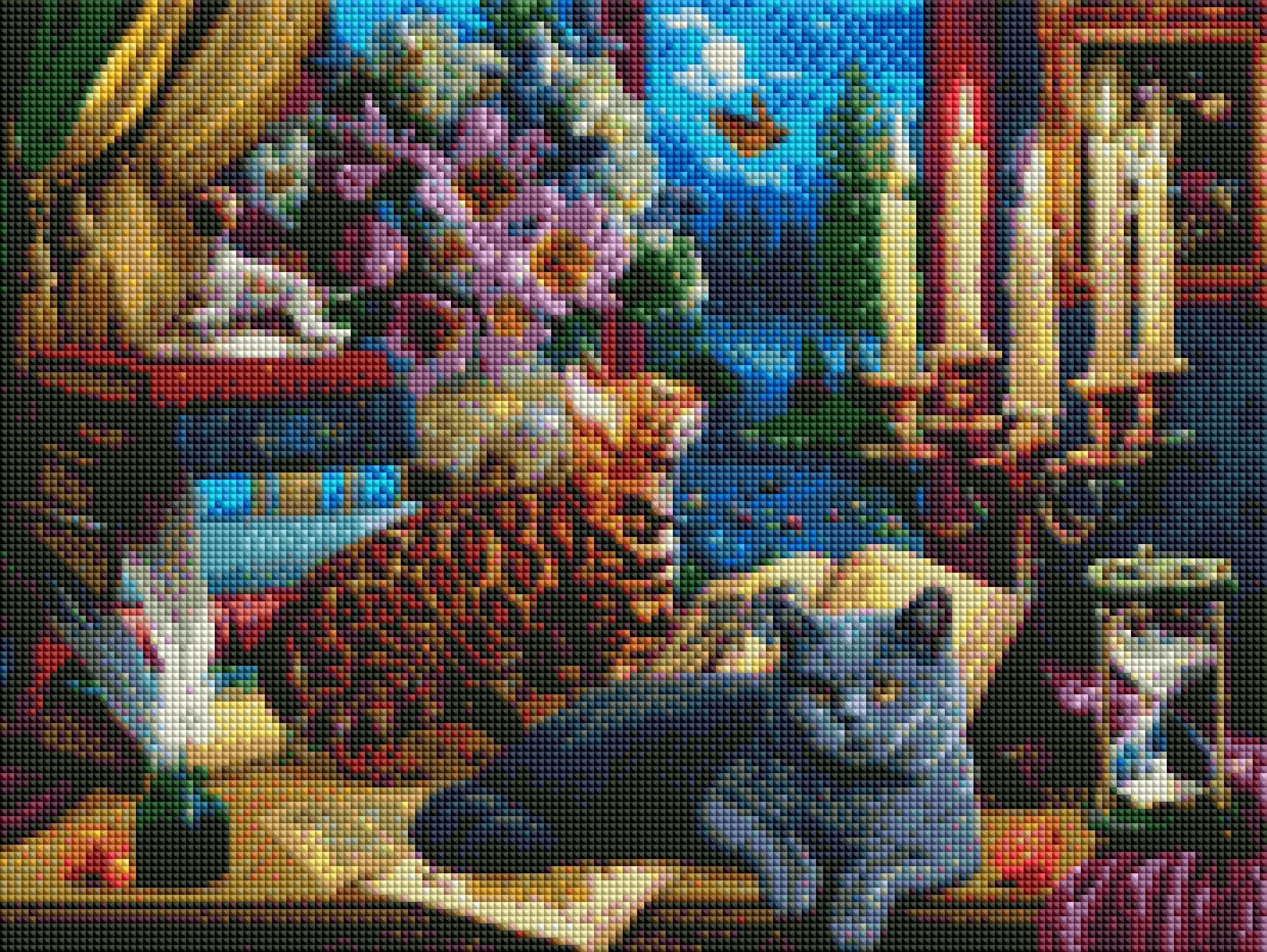 DIAMOND PAINTING -FAULE KATZE