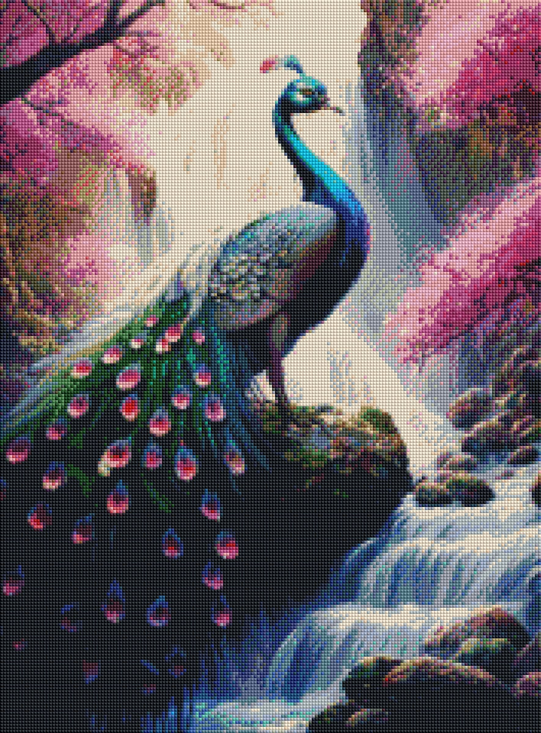 DIAMOND PAINTING - Pfau im Wasserfall